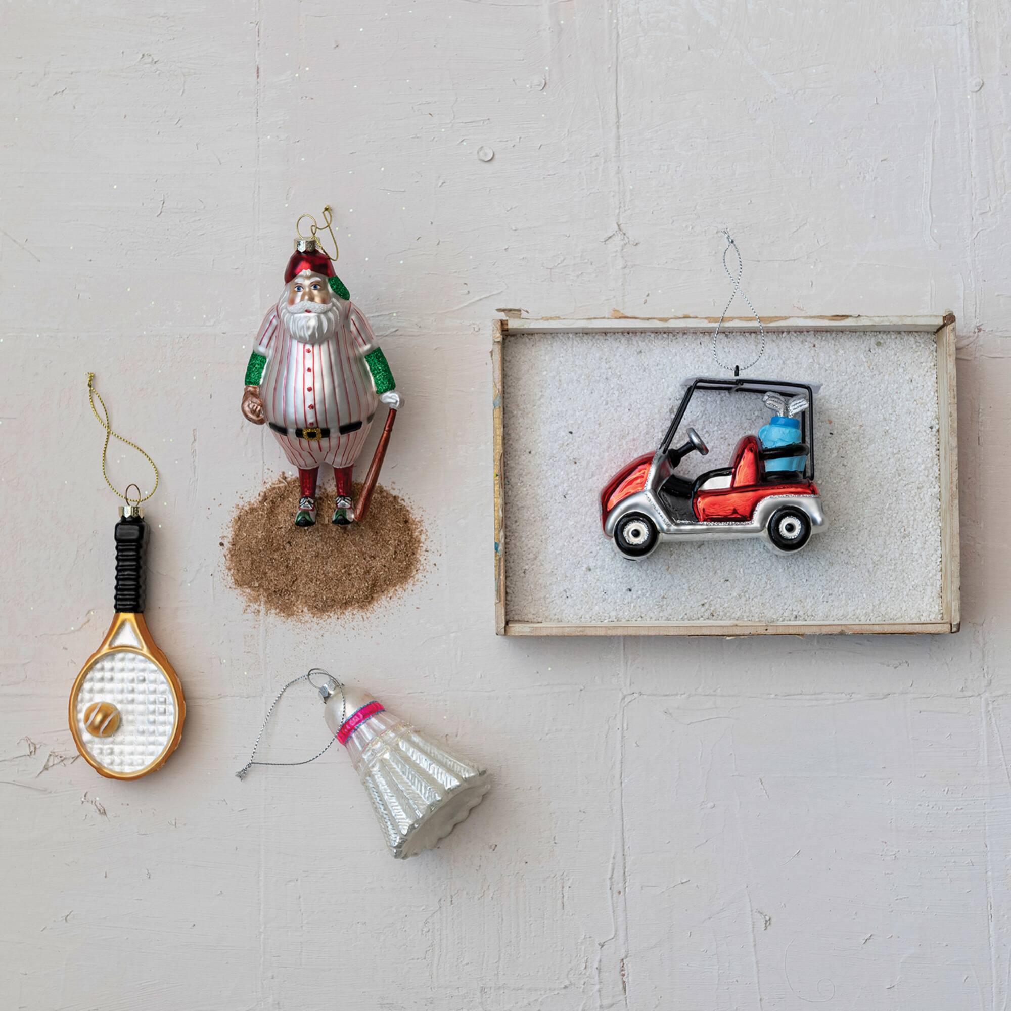 Hello Honey® 4.25" Glass Golf Cart Ornament with Glitter